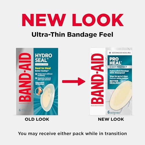 BAND-AID Brand Pro Heal 5 Day Protect, Hydrocolloid 100% Waterproof First Aid Blister Bandages for Advanced Healing, Extra Cushion for Blister Protection & Less Scarring Versus Uncovered Wound, 6 ct