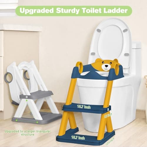 COOSEYA Toilet Seat, Potty Training Seat for Toddler, Upgraded 2-in-1 Potty Toilet Training for Boys and Girls,Waterproof Cushioned Mat with Non-slip Step Stool