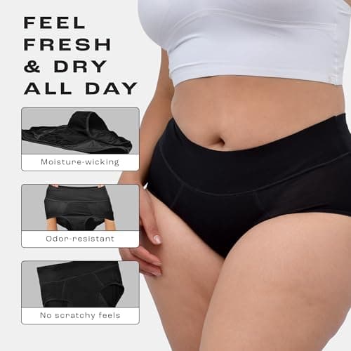 Bambody Absorbent Period Panties, Period Underwear for Women and Teens - All-Day Long - Overnight Protection - Leakproof - XX-Small, 1 Pack, Black