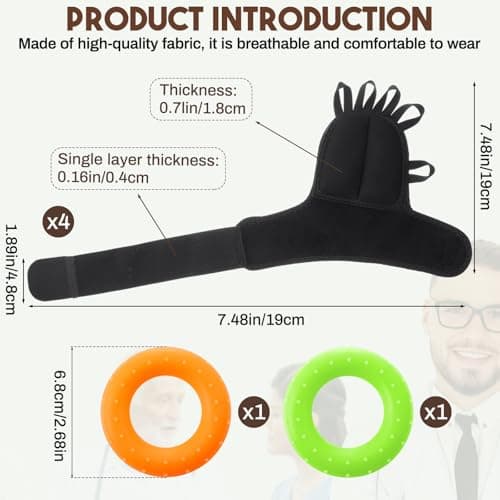RoundFunny 2 Pairs Weighted Gloves for Tremors with 2 Grip Strength Trainer Adjustable Wrist Weights for Hand Tremor,Aid to Provide Wrist Mobility,Improve Dexterity,Strengthen Writing Stability(Black)