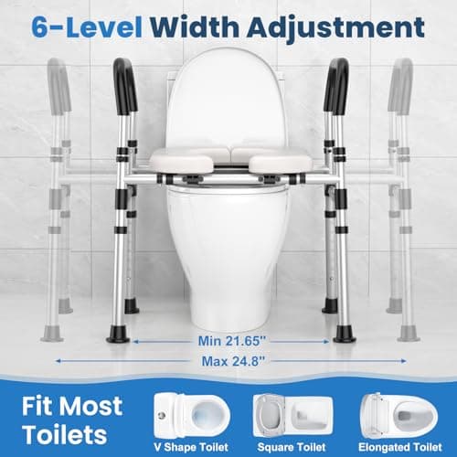 Toilet Seat Riser for Seniors, Raised Toilet Seat with Handles - FSA/HSA Eligible, Adjustable Height & Width, Supports 400 lbs - Universal Fit for Elderly, Handicap, Post-Surgery & Pregnancy