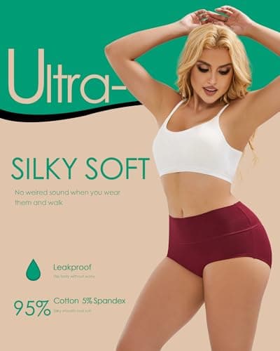 Kvitko Period Underwear for Women High Waisted Cotton Soft Menstrual Period Panties Briefs Multicolor