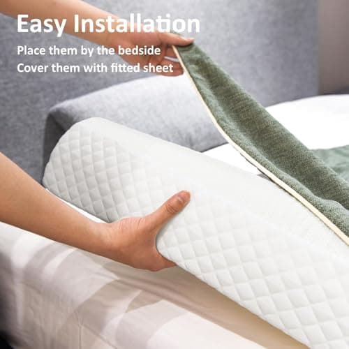 Shinnwa Bed Bumpers for Toddlers & Kids (2-Pack), Memory Foam Bed Rail for Adults, Bed Edge Safety Guard for Queen, King, Full Bed, Non-Slip Bottom, Machine Washable Cover
