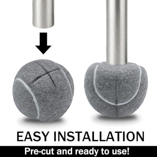 SHYUJAJIE 4 PCS Precut Walker Tennis Balls for Furniture Legs and Floor Protection, Heavy Duty Long Lasting Felt Pad Glide Coverings for Chair (Grey)