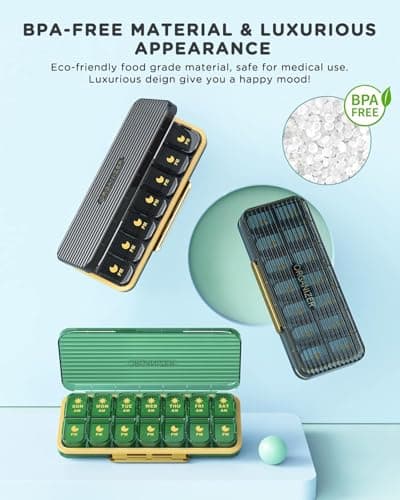Pill Organizer 2 Times A Day, 7 Day Am Pm Pill Box - Acedada Weekly Pill Organizer Twice A Day, Portable Removable Daily Medicine Container Dispenser Case for Vitamin Fish Oil Supplement, Black Grey