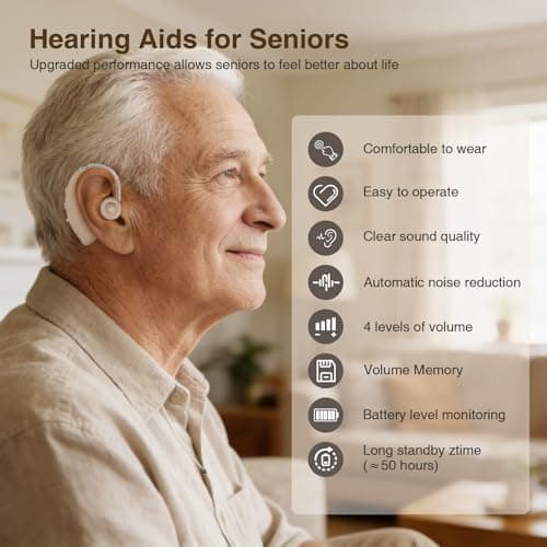 Hearing Aids for Seniors, Hearing Aids Rechargeable with Noise Cancelling and Volume Control, Hearing Amplifier for Adults Hearing Loss, Portable Behind-the-Ear Hearing Aid Headphones