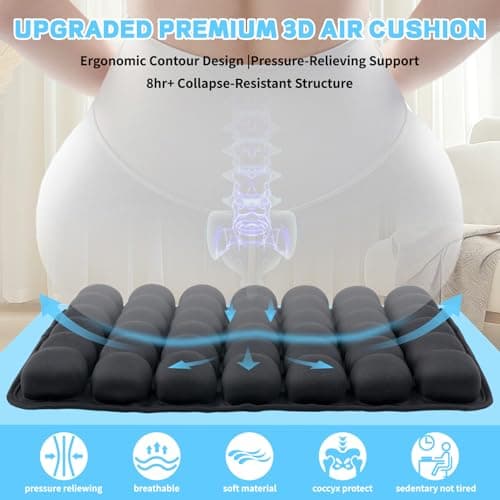 Vewxebo Sondor Travel Seat Cushion-Airplane seat Cushion for Long Flights, Inflatble Cushion for Office，Chairs,Car and Wheelchair.Portable and Ergonomically Designed Cushion.