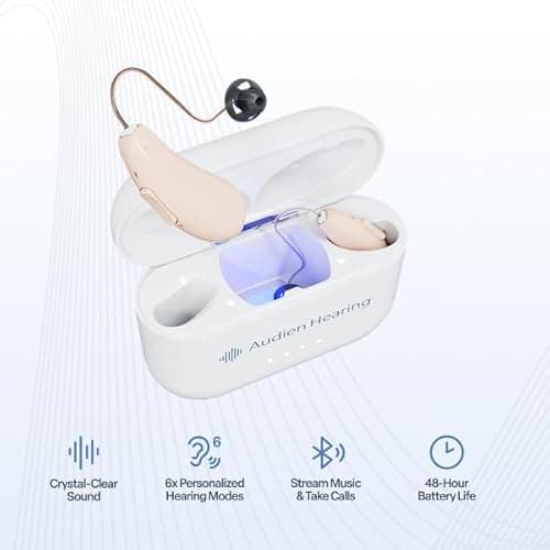 Audien Hearing Ion Pro 2 | Bluetooth Rechargeable OTC Hearing Aids for Seniors | App-Controlled with UV Cleaning, Long Battery Life, Enhanced Streaming Audio & Comfortable Fit