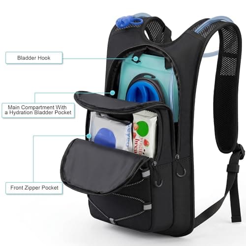 MIYCOO Hydration Backpack - Lightweight Hiking Water Backpack with 2L Water Bladder, Running Hydration Vest Backpack for Men Women, Hydration Pack for Hiking, Cycling, Climbing (Black, 10L)