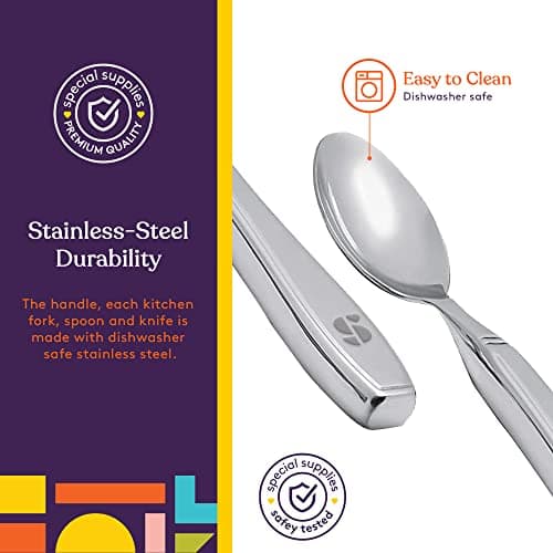 Special Supplies Premium Stainless Steel Weighted Silverware for Parkinson's Patients- Weighted Utensils for Tremors and Parkinson's Patients-Wide Non-Slip Grip, Easy to Clean - Flatware for Elderly