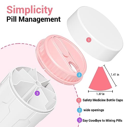 Betife Extra Large Supplement Organizer,Weekly Pill Organizer Bottle, Daily Pill Dispenser with 7 Large Compartments, Organizer to Hold 7 Day Vitamin Medication,21 Labels and a Cleaning Brush（White）