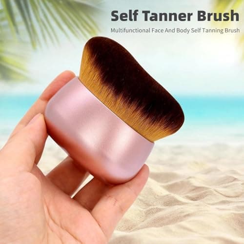 Self Tanner Brush, Large Tanning Brush for Face and Body, Tanning Mitt Bronzer Brush for Self Tan, Kabuki Leg Makeup Brush Multifunctional Self Tanning Applicator (Gold)