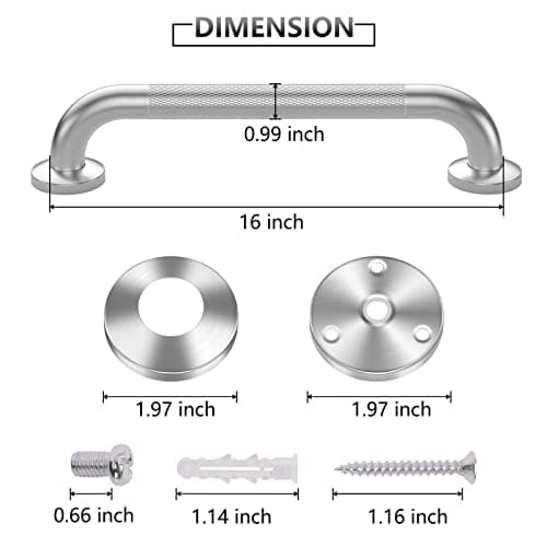 Grab Bars for Shower, 2 Pack 16 Inch Anti-Slip Safety Shower Handle for Senior, Stainless Steel Shower Grab Bars, Handicap Elderly Bathtub and Toilet Bathroom Assist