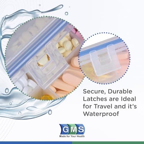 GMS 12 Compartment Vitamin Pill Organizer - Large Size Suitable for Multiple Supplements & Tablets - Safe, Secure Design with Easy Locking Lid - Medicine Cabinet Organizer & Ideal for Travel