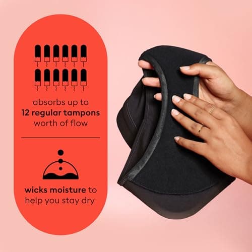 Thinx for All Period Underwear, Everyday Comfort Hi-Waist, Holds Up to 12 Regular Tampons*, Period Panties, Leakproof, Reusable & Controls Odor, Mosaic + Rhubarb, 2 Pack, L