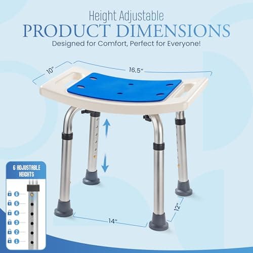 Dr.Kays Shower Chair for Inside Bathroom 350 lbs Shower Stool with Adjustable Height, Portable Heavy-Duty Bath Bench Padded Seat for Inside Tub Bathroom Chair for Elderly and Disabled FSA/HSA Eligible