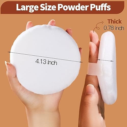Teenitor 4.13 Inch Ultra Soft Washable Large Round Velour Powder Puff for Body Loose Powder, 4 Pcs