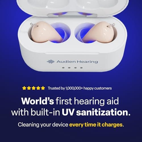 Audien Atom Pro 2 Hearing Aid - Wireless Rechargeable OTC Hearing Aids for Seniors & Adults, Nearly Invisible, Premium Comfort Design