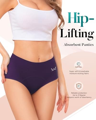 Saliryj Women's Period Underwear Heavy Flow, High Absorbency Cotton Panties LeakProof Postpartum Menstrual Briefs Women Teens