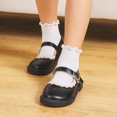 ANYANIME 6 Pairs Toddler Ruffle Socks for Girls Baby Grip Socks Non Slip Socks Cute Grippy Frilly