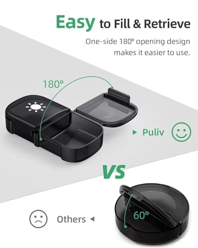 PULIV Extra Large Weekly Pill Organizer 2 Times a Day, One-Side Open Pill Box 7 Day for Easy Filling, Black Privacy Protection AM PM Pill Case for Vitamins, Medication, Supplements, Fish Oils Black