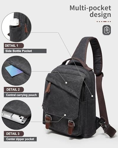 sling bag,canvas messenger bag for men,crossbody bag for women,Black