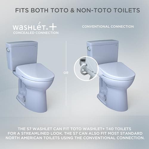 TOTO® WASHLET®+ S7A Electronic Bidet Toilet Seat with EWATER+® Bowl and Wand Cleaning, Auto Open and Close Contemporary Lid, Elongated, Cotton White - SW4736AT40#01