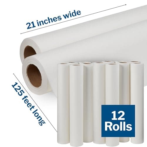 McKesson Medical Exam Table Paper Rolls [12 Rolls] – 21 in x 125 ft White Standard Smooth Disposable Bed Cover for Doctor, Spa, Diaper Changing, Waxing, Nursing, Chiropractor, Patternmaking, Tracing
