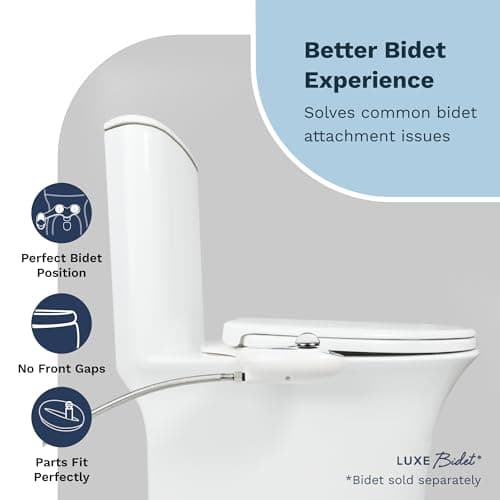LUXE TS1008E Elongated Comfort Fit Toilet Seat with Slow Close, Quick Release Hinges, and Non-Slip Bumpers (White)