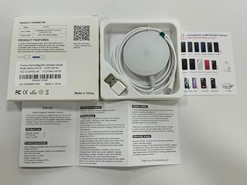 Magnetic Wireless Magsafe Charger iPhone: Charging Pad for iPhone 17/16/15/14/13/12 Series & AirPods Pro 4-2, Strong Magnet, Dual Ports, Case-Friendly, Lightweight for Travel Home Office Desk