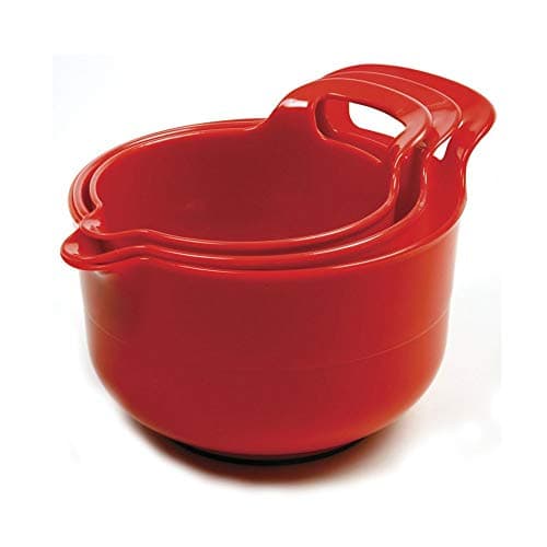 Norpro 1020 , Red, Mixing Bowls, Set of 3, 4.5" x 8.75" x 6.75" / 11.5cm x 22cm x 17cm