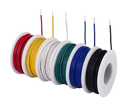 TUOFENG 22 AWG Wire Solid Core Hookup Wire, 6 Different Colored Breadboard Wires 30ft Each, Electronic Wire with PVC for Arduino