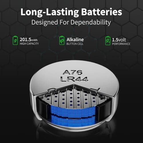 NICEBATT LR44 Batteries 60 Pack, AG13 L1154F 357 303 SR44 A76 Premium Alkaline 1.5V Button Coin Cell Battery
