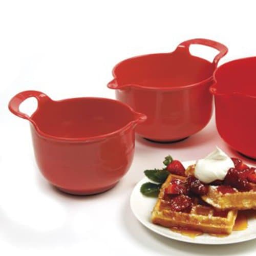 Norpro 1020 , Red, Mixing Bowls, Set of 3, 4.5" x 8.75" x 6.75" / 11.5cm x 22cm x 17cm