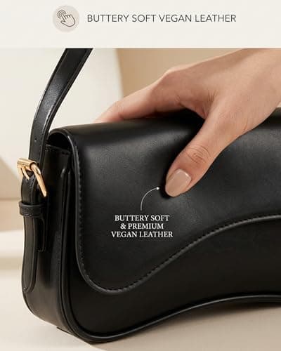 Shoulder Bag for Women Y2K Trendy Purse Vegan Leather Hobo Handbags Clutch Saddle Bag with 2 Removable Strap (black)