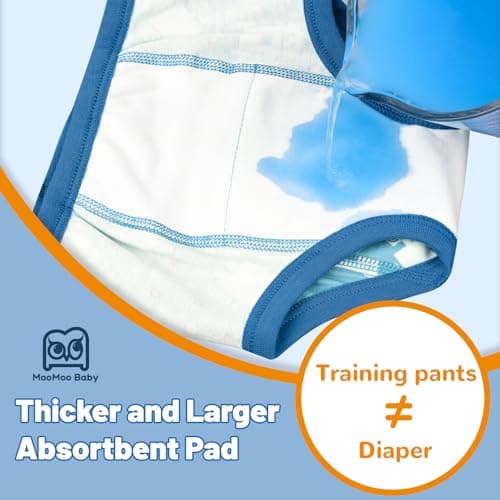 MooMoo Baby Absorbent Potty Training Underwear 4 Packs Cotton Training Pants for Boys 4T