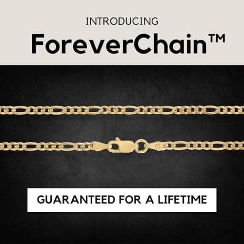 KISPER Gold Chain for Men and Women - 18K Gold Plated 925 Sterling Silver Italian Figaro Mariner Curb Chain Necklace - Made in Italy