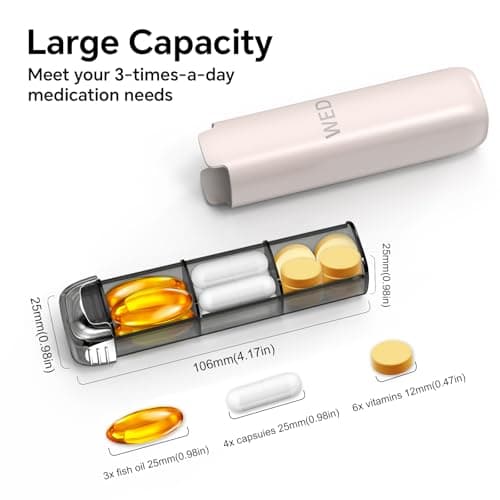Pill Organizer 3X a Day for Women – Weekly Pill Organizer,Detachable Pill Box 7 Day,Travel Daily Pill Case Organizer,Vitamin Organizer& Supplement Organizer for Daily Meds & Supplements,Cute Pink