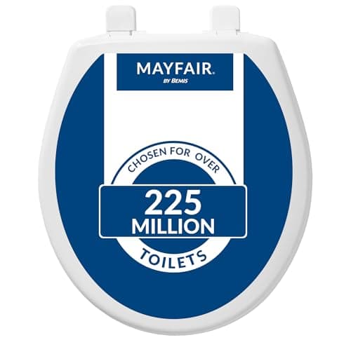 Mayfair Caswell Modern Slow Close Toilet Seat, Durable Plastic Seat, Made in USA, Round, White