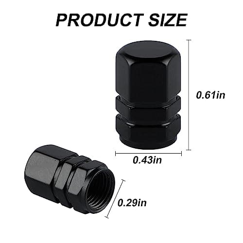 alpmosn Aluminum Tire Stem Valve Caps Wheel Valve Covers Car Dustproof Tire Cap Cover Accessories, Universal for SUV, Car, Bike and Motorcycle, Hexagon Shape (4PCS Black)