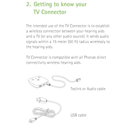 Hearing Aid Accessory Phonak TV Connector for Hearing Aid Streamer Streams TV and Music