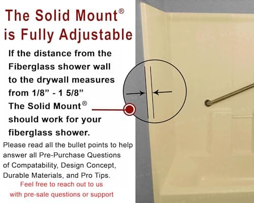 Grab Bar Mounting Kit for Fiberglass Showers, The Solid Mount Structural Stud Anchoring System, One-Piece Adjustable Spacer, Prevents Rotation & Uneven Compression, Made in USA (Grab Bar Not Included)