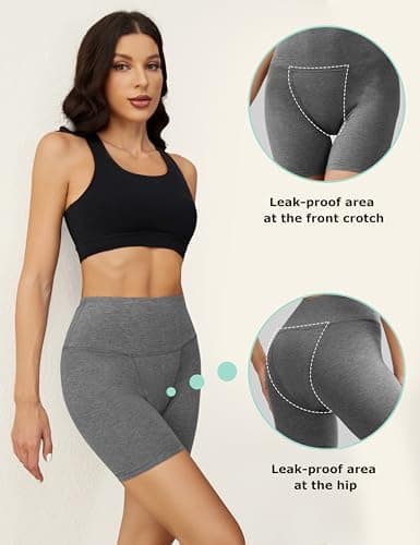 OVRUNS Period Underwear Shorts Heavy Flow Panties Leak proof period Sleep for Incontinence Maternity Postpartum for Women Grey M