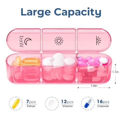 Pill Organizer 3X a Day｜Pink Perfection Portable Pill Case｜7-Day Weekly Compartment｜Stylish Travel Essential for Fashionistas｜BPA-Free Health Companion｜Luxury Bag Must-Have