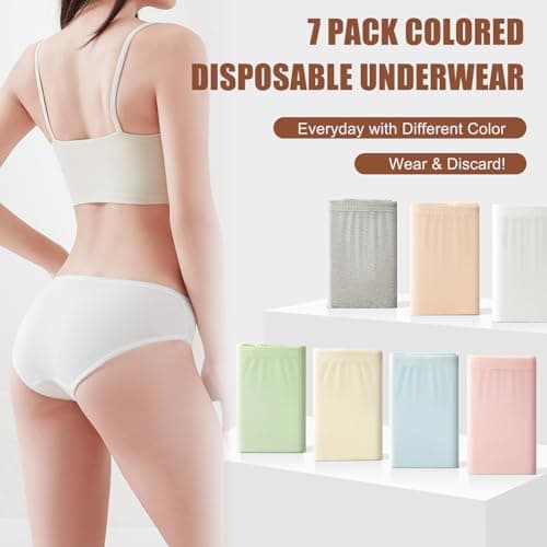COVAX Women's Disposable Underwear and Socks for Travel, 13 Pack Cotton Briefs for Hospital Stays, Camping or Emergencies Multicolored