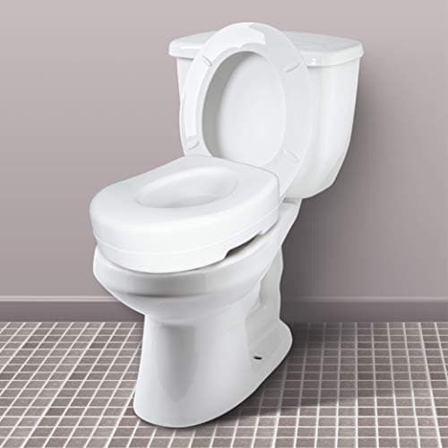 Carex Toilet Seat Riser, Adds 5 Inches of Height, Elevated and Raised Toilet Seat with 300 lbs Capacity, Standard Riser for Elderly and Handicap, Universal, Slip-Resistant, White