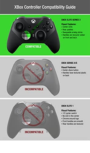 Elite Series 2 Studded Grip Skin for Xbox One Elite Series 2 Controller (NOT for Series X/S/Elite 1) by Foamy Lizard - Sweat Free Silicone w/Flat Top Anti-Slip Studs + 8 QSX-Elite Thumb Grips (Black)