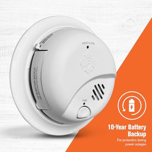 First Alert BRK Smoke Alarm, Interconnect Hardwire Detector with 10-Year Battery Backup, SMI105-AC, 3-Pack