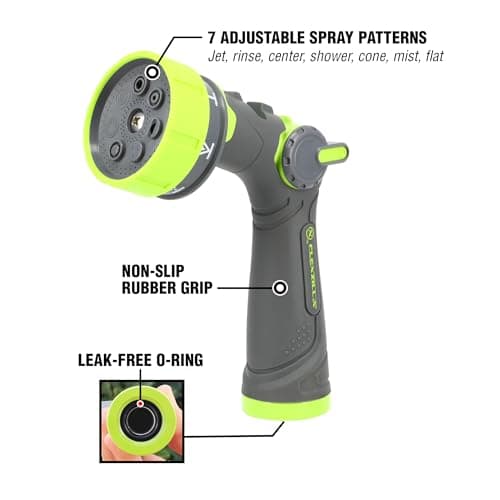 Flexzilla 7-Pattern Adjustable Flow Garden Hose Nozzle Sprayer with Easy to Use Thumb Control, Lightweight & Durable