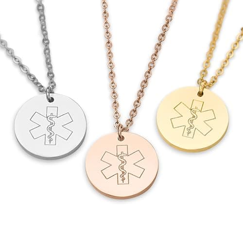 Medical Alert ID Necklace for Women, Stylish Customizable Medical Jewelry,18k Gold, Rose Gold, Silver, Personalized Engraving, Hypoallergenic, Waterproof, Includes Gift Box & Medical ID Wallet Card